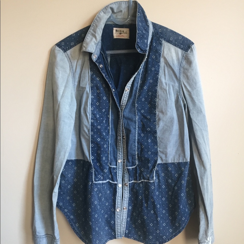 Holding Horses Anthropologie denim button down